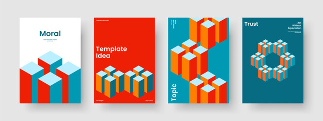 Fototapeta premium Geometric Brochure Template. Creative Flyer Layout. Isolated Report Design. Banner. Poster. Background. Book Cover. Business Presentation. Brand Identity. Advertising. Journal. Notebook. Pamphlet