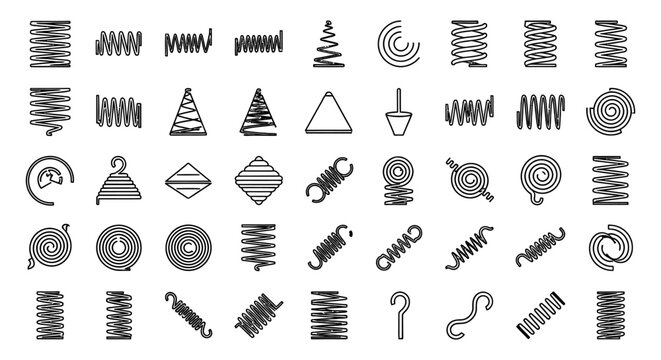 collection of various spring coil types schematic diagrams and icons