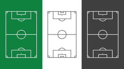 Soccer field icon set, vector illustration of football pitch diagrams match strategy layouts and sport area icons for training coaching and game planning design. © Clinton Black