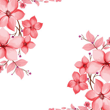Decorative pink beautiful flowers card background