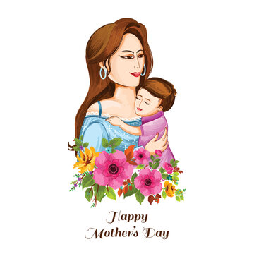 Beautiful happy mothers day child son background