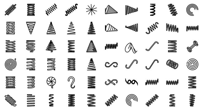 collection of various spring coil icons on a white background