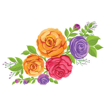Decorative colorful wedding flowers card background