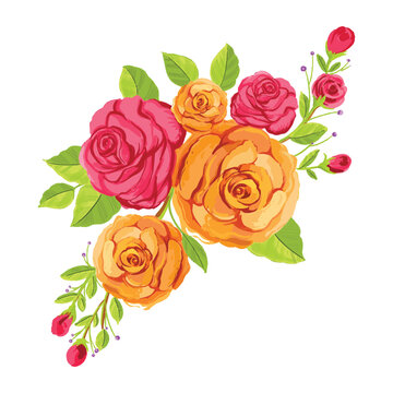 Decorative colorful wedding flowers card background