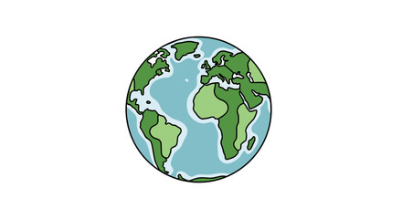 Obraz premium A stylized illustration of planet Earth, showcasing continents and oceans in shades of green and blue.