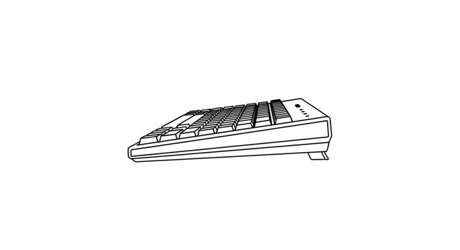Minimalist Line Art Illustration of a Computer Keyboard