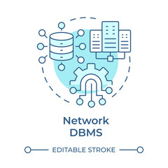 Network dbms soft blue concept icon. Artificial intelligence, data management. Information technology. Round shape line illustration. Abstract idea. Graphic design. Easy to use in presentation © IMG visuals icons