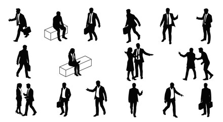 Fototapeta premium isometric silhouette set of business people in various poses for corporate and professional design projects