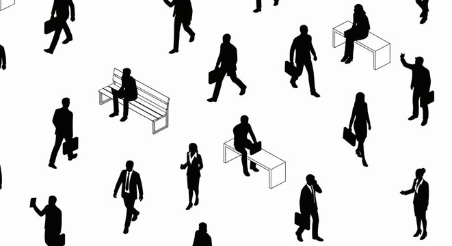 isometric business people silhouettes in a seamless pattern a diverse crowd representing the modern workforce
