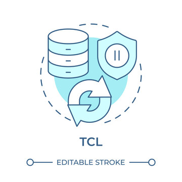 TCL soft blue concept icon. Database synchronization, information backup. Cyber security. Round shape line illustration. Abstract idea. Graphic design. Easy to use in presentation, article