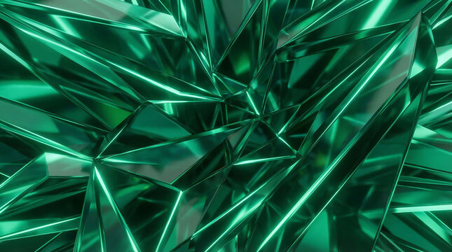 Emerald green crystal sharp background texture Generative AI.