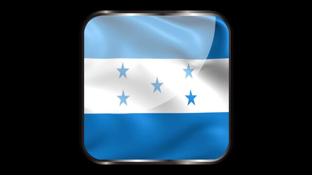 Honduras Flag Waving in 3D Rectangular Shape with transparent background