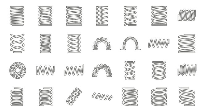 collection of various spring types industrial metal coil designs and flexible elements