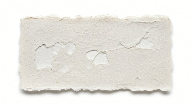 A close-up view of a pressed paper texture with torn edges and cracks, showcasing its rough surface and natural fibers in a detailed, high-quality image.