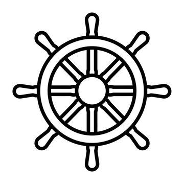 Ship helm wheel nautical steering.