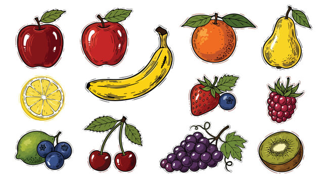 Fresh Fruit Illustration Set - Healthy Food Graphics for Commercial Use