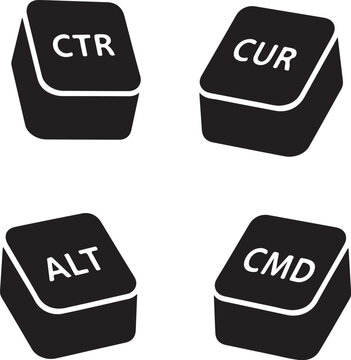 Computer keyboard keys, keyboard buttons, vector icons, CTR CUR ALT CMD