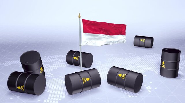 Monaco Flag With Oil Barrels Motion Graphic