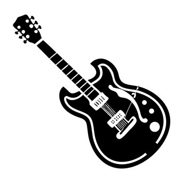 jazz guitar classic electric instrument icon illustration for smooth jazz music performance and band design