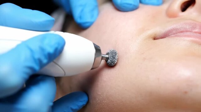 Professional Microdermabrasion Treatment for Hyperpigmentation &ndash; Skin Resurfacing, Exfoliation and Dermatology Skincare Concept in 4K
