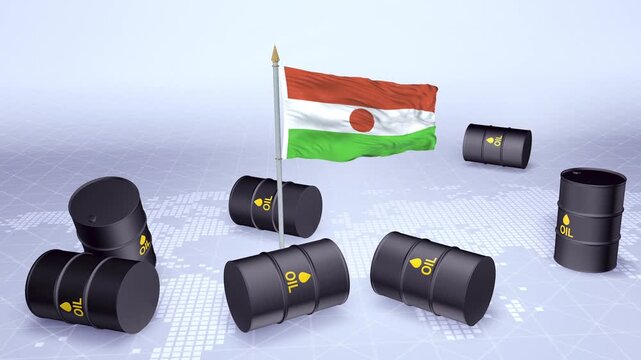 Niger Flag With Oil Barrels Motion Graphic