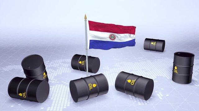 Paraguay Flag With Oil Barrels Motion Graphic