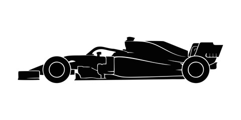 Fototapeta premium silhouette of a formula one car on a white background