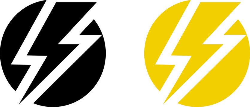 Lightning bolt icon set. Thunderbolt symbol. Flash light sign. Electric power vector energy logo. Lightning symbol. Energy and thunder electricity symbol. Power or fast speed icon.