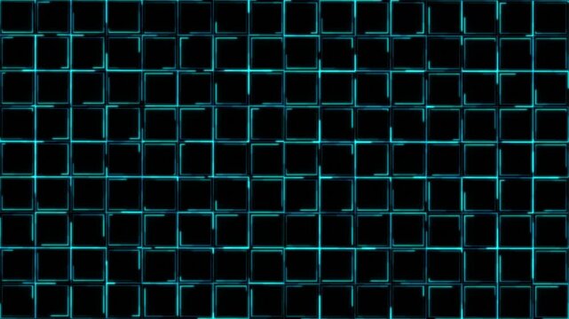 soft blue high technology neon grid. Shine stripes light around squares in perfect row and columns. For digital themed background