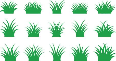 Fototapeta premium Green Grass Clumps Icons Set Natural Elements vector (26