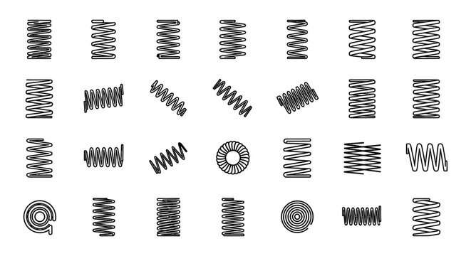 collection of various types of springs coiled metal springs for industry