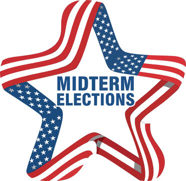 Midterm Elections Star Badge Patriotic Red White Blue Voting Concept American Democracy Vector, Adobe Illustrator Artwork