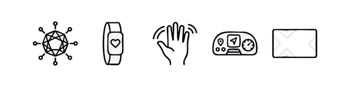 Modern Technology and Digital Connectivity Minimalist Line Icon Set