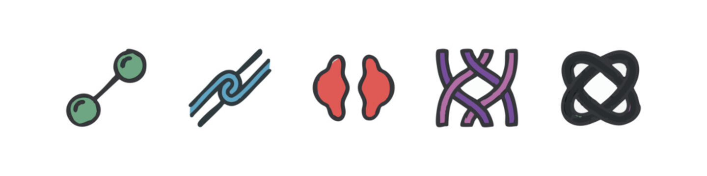 Colorful Abstract Scientific Icons Set Organic Cells and Molecule Symbols