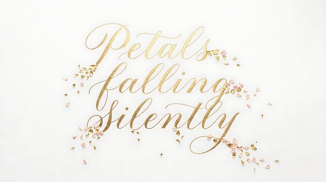 Petals Falling Silently Calligraphy: Delicate script showcases the words Petals Falling Silently, with a gentle scattering of floral accents, creating a sense of serene beauty and subtle elegance.