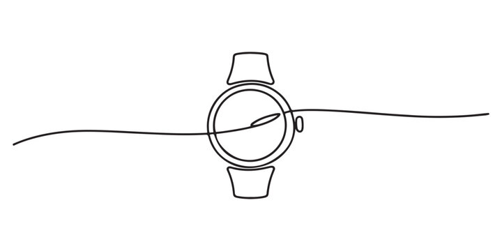 Watch icon continuous one line drawing outline.one line vector illustration on white background