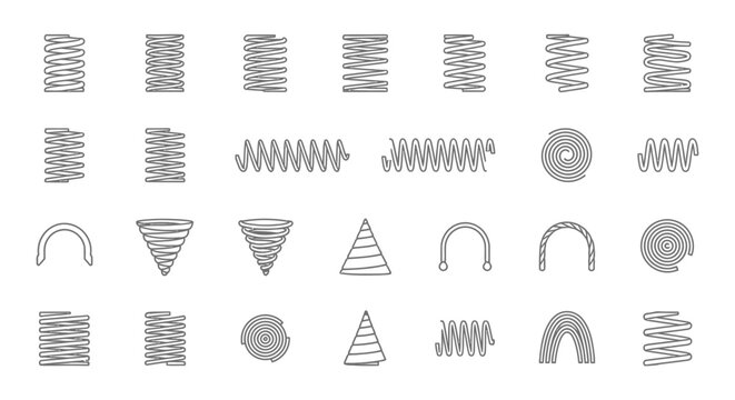 collection of various spring coil icons and illustrations abstract shapes