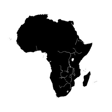 Africa map silhouette with major rivers vector illustration