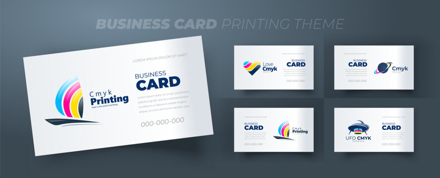 Set Business card Printing theme. Template design vector.