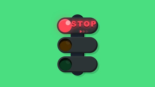 Minimalist Traffic Light Animation Showing Red Stop and Green Go Signals for Transportation Concepts