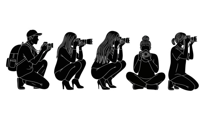 Group of photographers with cameras.