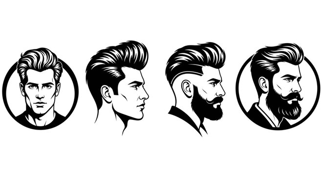 Men Hairstyle Pompadour Beard Styles.