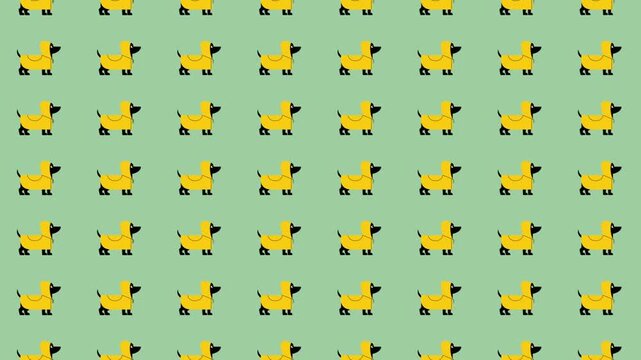 Seamless yellow ducks pattern on mint green background geometric flat retro style repeating design wallpaper
