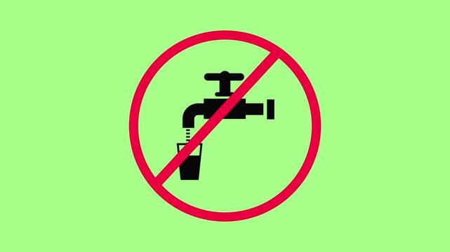 No Drinking Water Tap Prohibition Sign Red Circle Isolated on Green Background red circle sign isolated symbol.