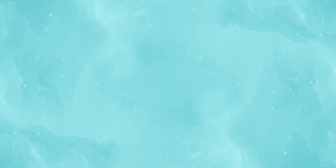 Abstract blue watercolor background texture with light white clouds and a frozen winter ice surface pattern creating a cold nature backdrop © Lily