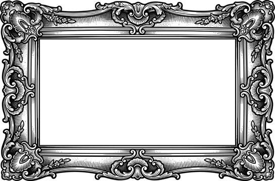 Ornate antique picture frame vintage decorative border design.