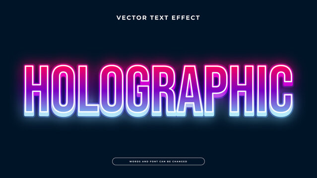 Holographic editable text effect featuring vibrant pink and blue glowing neon outlines