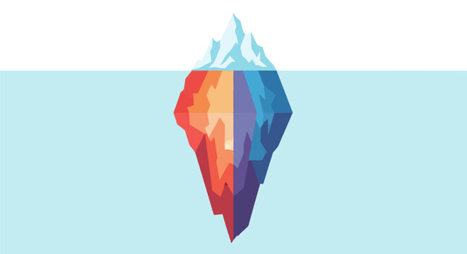 Abstract Geometric Iceberg Illustration - Hidden Depth Concept and Business Strategy Metaphor