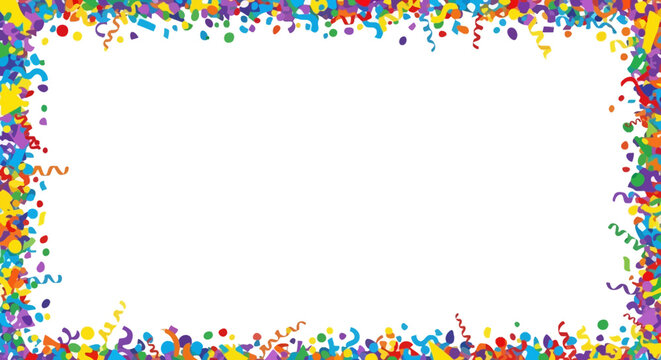 Colorful confetti border frame decoration.