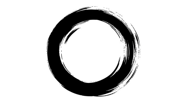Black Brush Stroke Circle Shape.
